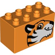 Duplo Brick 2 x 4 x 2 with Tiger Head Print