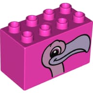 Duplo Brick 2 x 4 x 2 with Flamingo Head Print