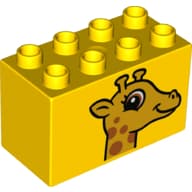 Duplo Brick 2 x 4 x 2 with Giraffe Head Print