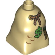 Duplo Brick 2 x 2 x 2 Bag Shaped with Rope Tie, '$', and Coins Print