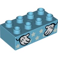 Duplo Brick 2 x 4 with Stars and Two Hands with White Gloves Print