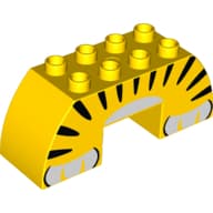 Duplo Brick 2 x 6 x 2 Curved with 2 x 2 Cutout on Bottom with Tiger Body Print