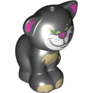 Animal, Cat, Sitting Tan Paws, Front, Purple Ears, White Snout, Tongue, Mean