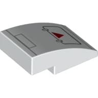 Slope Curved 3 x 2 No Studs with Hatch, Red Triangle print