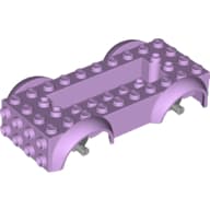 Vehicle Base 4 x 10 x 2 1/2 with Mudguards, Wheel Pins and 6 x 2 Centre Recess with 3 Holes, Light Bluish Gray Wheel Holders