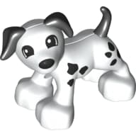 Duplo Animal Dog Large Paws with Black Ears and Tail and Spots, Eyes Looking Right Print