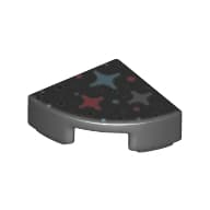 Tile Round 1 x 1 Quarter with Blue, Pink, Silver star print