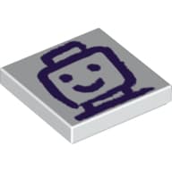 Tile 2 x 2 with Dark Purple Drawing of Minifig Head Print