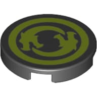 Tile Round 2 x 2 with 2 Lime Dragons