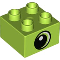 Duplo Brick 2 x 2 with Eye Looking Left with White Pupil Print
