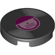 Tile Round 2 x 2 with Vinyl LP with Purple Center print