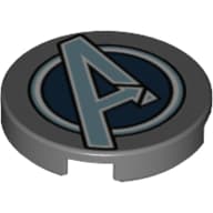 Tile Round 2 x 2 with 'A' Avengers Symbol print