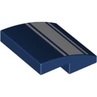 Slope Curved 2 x 2 x 2/3 with 2 White Stripes/Lines print
