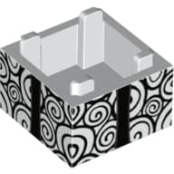 Container Box 2 x 2 x 1 with Black Swirls and Ribbon Print