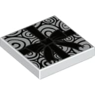 Tile 2 x 2 with Black Swirls and Ribbon Print