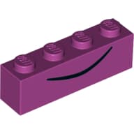 Brick 1 x 4 with Black Curved Line, Mouth
