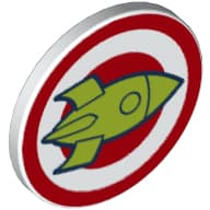 Road Sign Clip-on 2 x 2 Round with Bulls Eye, Lime Rocket print