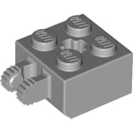 Hinge Brick 2 x 2 Locking with 2 Fingers Vertical and '+' Axle Hole, 7 Teeth