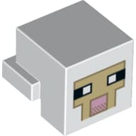 Minifig Head Special, Cube with Rear Ledge, Pixelated Tan Face with Pink Mouth with Dark Tan Border Print