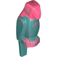 Animal, Bird, Parrot, Wide Beak and Tail with Marbled Dark Turquoise Pattern