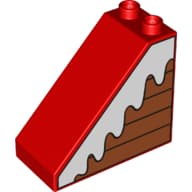 Duplo Brick 4 x 2 x 3 Slope 45° with Wood Panels and Snow Print