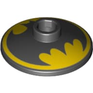 Dish 2 x 2 Inverted [Radar] with Black Batman Logo on Yellow Background