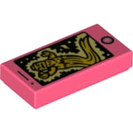 Tile 1 x 2 with Smart Phone and Yellow Ghost Print