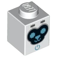 Brick 1 x 1 with Pixelated Animal Face and Power Button Print