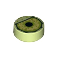 Tile Round 1 x 1 with Monster Eye Print