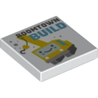 Tile 2 x 2 with 'Boomtown Build', Yellow Crane Truck print