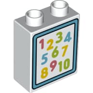 Duplo Brick 1 x 2 x 2 with Bottom Tube with Colorful Numbers (1 to 10) Print