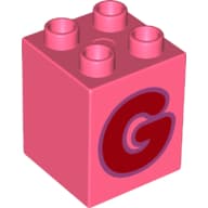 Duplo Brick 2 x 2 x 2 with Red 'G' Print