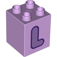 Duplo Brick 2 x 2 x 2 with Purple 'L' Print