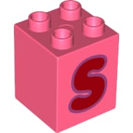 Duplo Brick 2 x 2 x 2 with Red 'S' Print