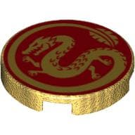 Tile Round 2 x 2 with Golden Dragon on Red Background print