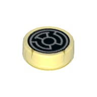 Tile Round 1 x 1 with Black and White Yellow Lantern Symbol print