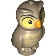 Animal, Bird, Owl Baby Tan Chest, Yellow Eyes, Orange Beak