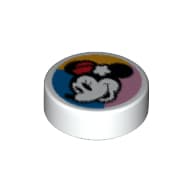 Tile Round 1 x 1 with Minnie Mouse on Dark Turquoise/Blue/Bright Light Orange Background print