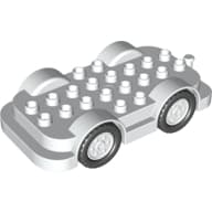 Duplo Car Base 4 x 8 with Four Black Wheels and White Hubs