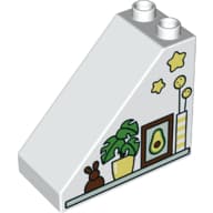 Duplo Brick 4 x 2 x 3 Slope 45° with Plant in Pot, Framed Picture of an Avocado Print