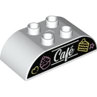 Duplo Brick 2 x 4 Curved Top with Cakes and 'Cafe' Print