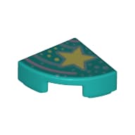 Tile Round 1 x 1 Quarter with Yellow Stars, Pink Shooting Stars print