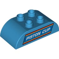 Duplo Brick 2 x 4 Curved Top with White 'PISTON CUP' Print