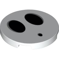 Tile Round 3 x 3 with Two Large Black Ovals and One Small Black Oval (Shy Guy Face) Print