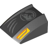 Slope Curved 2 x 2 with Lip, No Studs with Jurassic World Logo and Claw Marks Print