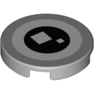 Tile Round 2 x 2 with White and Black Circle, 2 White Squares (Brickheadz Eye) print