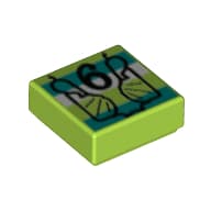 Tile 1 x 1 with Black '6', Dark Turquoise/White Stripes print