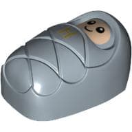 Bundled Child / Papoose with Light Nougat Face, Eyes with White Pupils, Gold 'H' Print