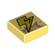 Tile 1 x 1 with Yellow Lightning Bolt print