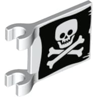 Flag 2 x 2 Square [Thick Clips] with Skull and Crossbones (Jolly Roger) print, Dual Sided